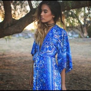 Tularosa Blue kimono style bohemian dress